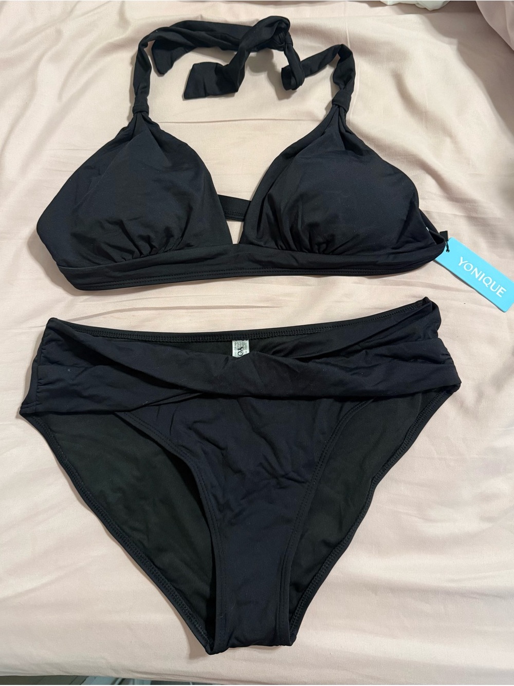 Younique Black Women's Two-Piece Halter Bikini